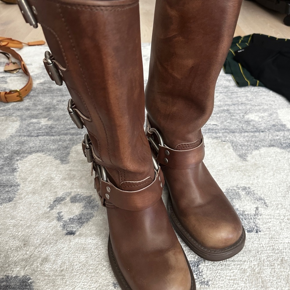 Miu Miu Brown Leather Buckle Boots - Picture 4 of 4